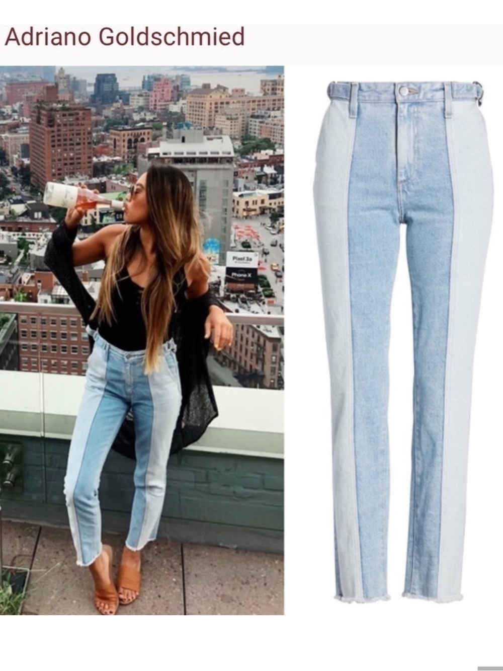 AG Adriano Goldschmied Panelled Jeans High Rise Crop Raw Hem Isabelle Straight